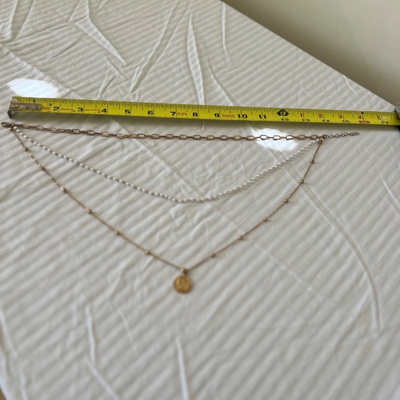 🔴Dainty Boho Minimalist Gold & Pearl Layered Necklace/ Y-Necklace - Picture 3 of 4